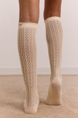 Damson Madder knee high pointelle socks - butter yellow