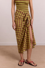 Damson Madder sarong - avo choc gingham