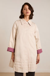 Damson Madder mercedes bow reversible trench - ecru & gingham coat