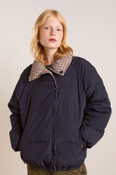 Damson Madder reversible opal puffer - navy & check
