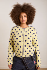 Damson Madder tabitha reversible merino wool cardigan -navy/butter