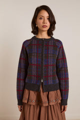 Damson Madder minah merino wool cardigan - brushed check