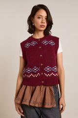 Damson Madder sofie wool vest - novelty intarsia