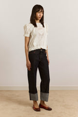 Damson Madder mabel lace insert blouse - white