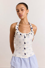 Damson Madder zazie jersey halter - polka dot