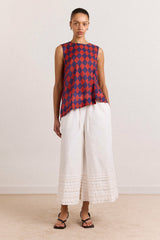 Damson Madder harmony sheer harlequin blouse - red/navy
