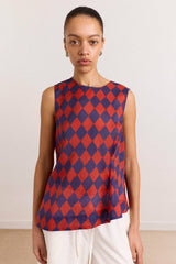 Damson Madder harmony sheer harlequin blouse - red/navy