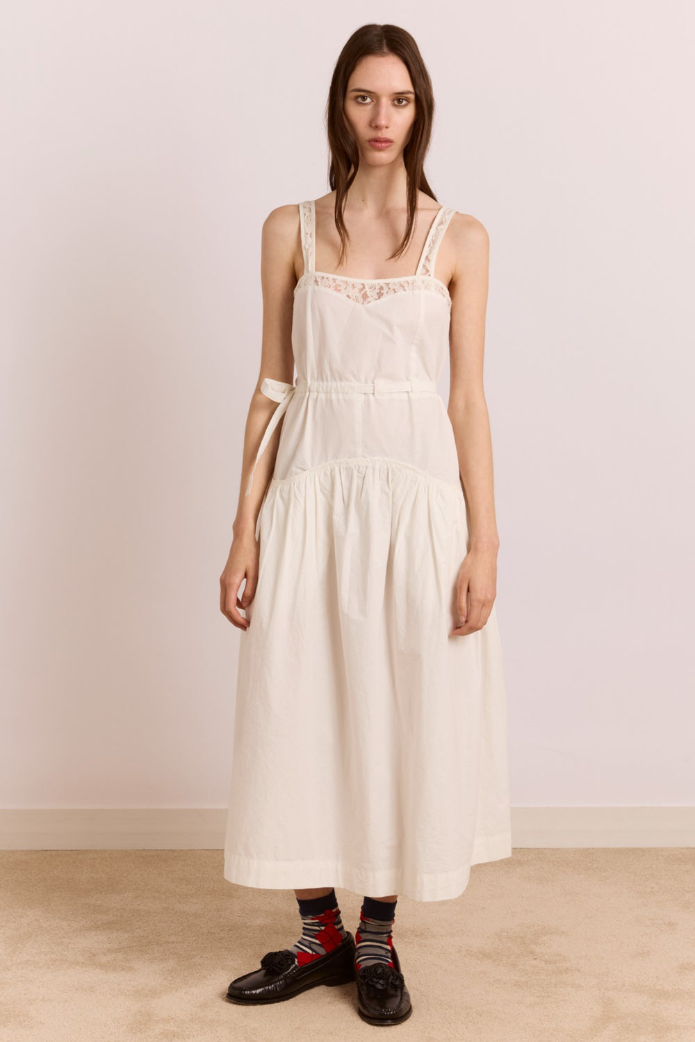Damson Madder campbell midi dress - white