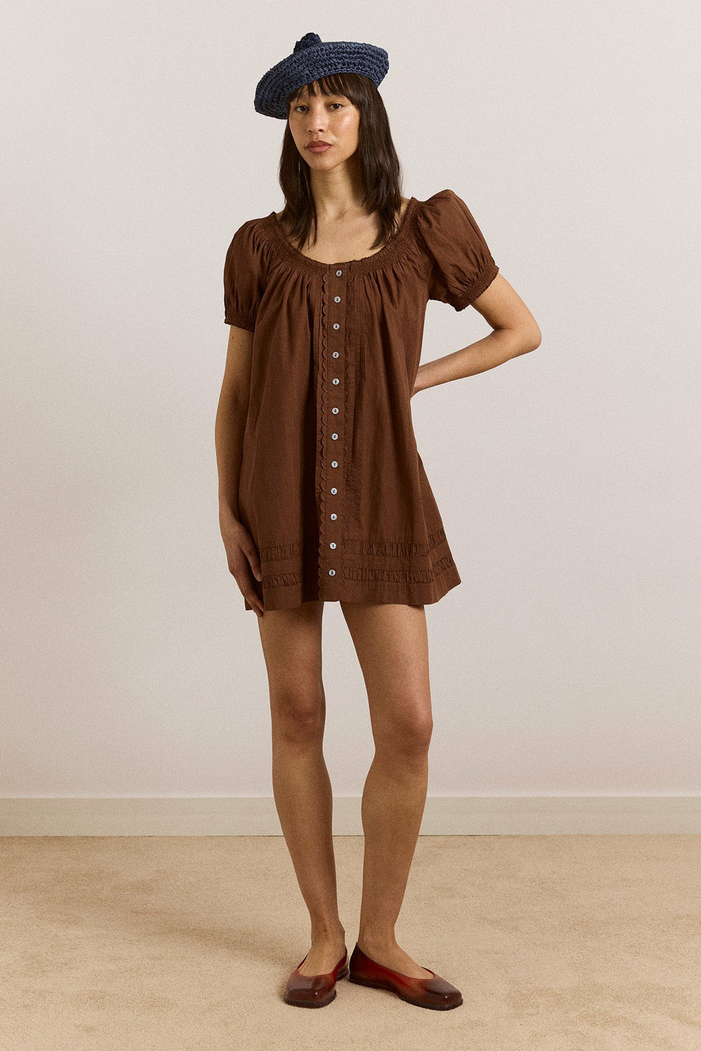 Damson Madder jayne mini dress - choc