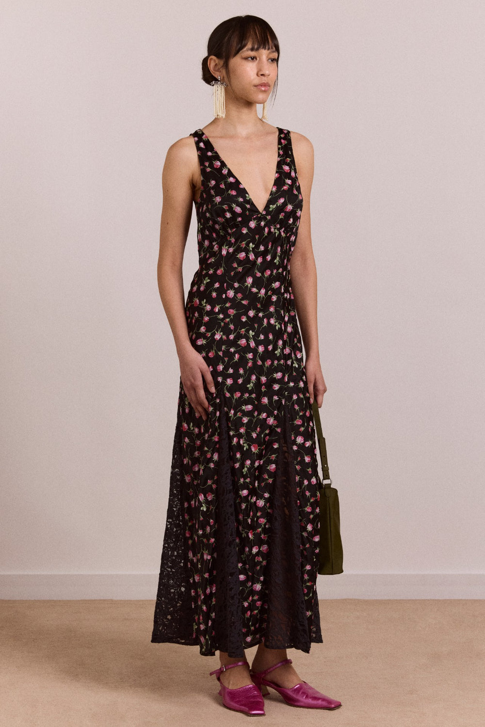 Damson Madder genevieve midi dress - rose print
