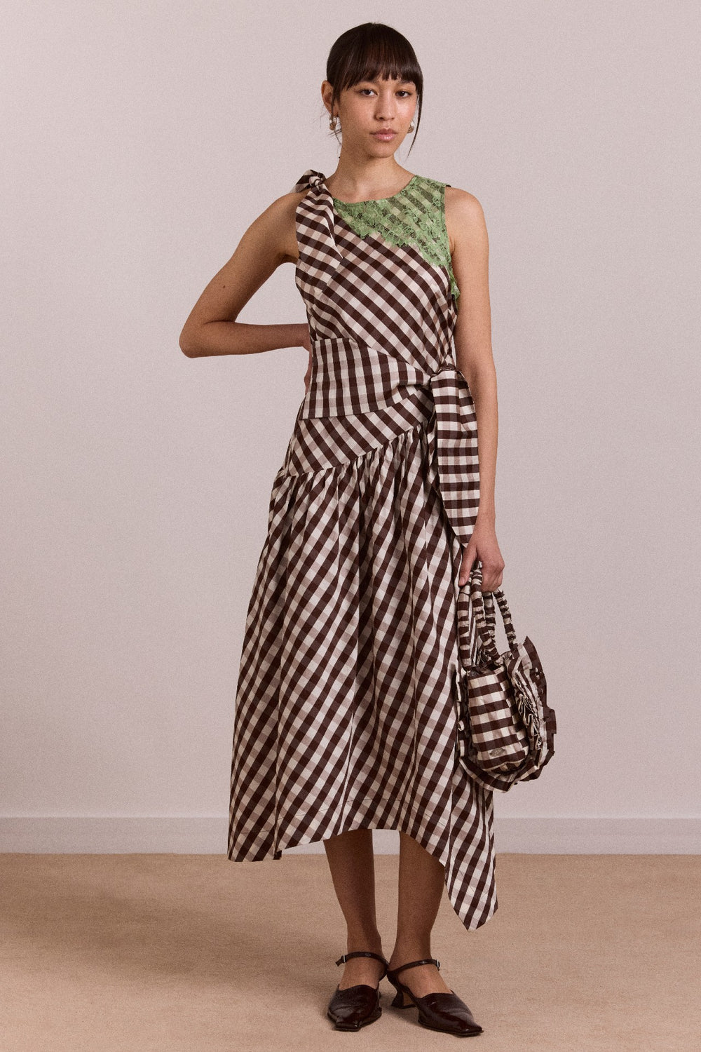 Damson Madder gisele midi dress - choc check