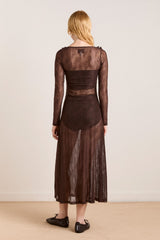 Damson Madder raphi lace midi dress - coffee