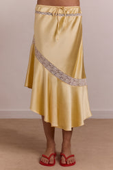 Damson Madder delphia satin midi skirt - butter