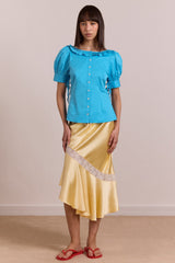 Damson Madder delphia satin midi skirt - butter