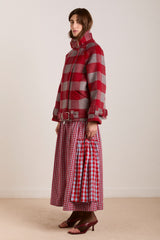 Damson Madder berta midi skirt - blue/red gingham