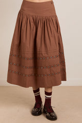 Damson Madder anika eyelet skirt with ruffle belt- tan