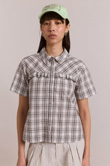 Damson Madder kirby shirt - greyscale check
