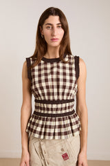Damson Madder everly ruffle blouse - butter gingham