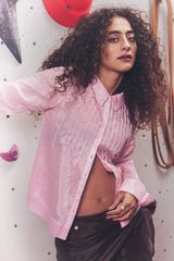 Damson Madder wendy long sleeve sheer blouse - pale pink