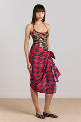 Damson Madder sarong - harlequin print