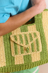 Damson Madder orla oversized raffia beach bag - apple stripe