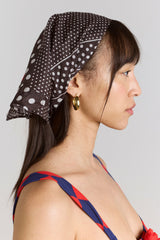 Damson Madder frill edge headscarf - washed black spot stripe print
