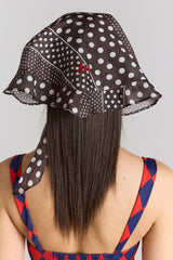 Damson Madder frill edge headscarf - washed black spot stripe print