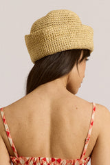 Damson Madder raffia sailor hat - natural