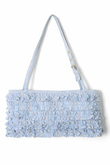 Damson Madder sophia ruffle baguette bag - blue business stripe