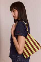 Damson Madder lorelai bag - avocado & chocolate stripe