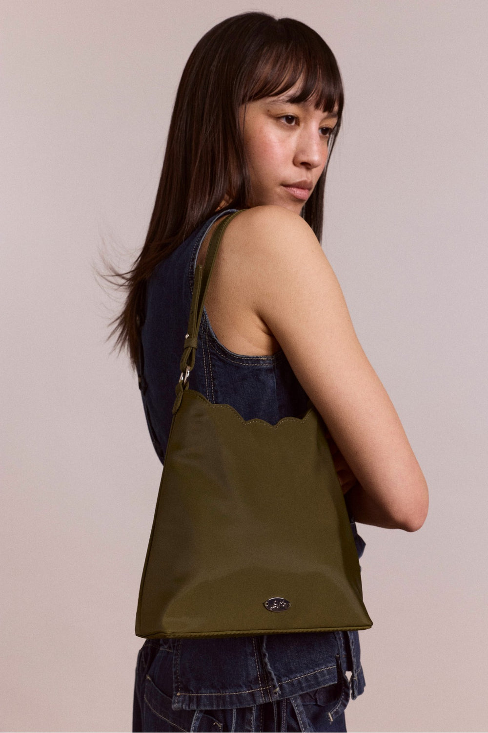 Damson Madder lorelai bag in heavy satin - olive