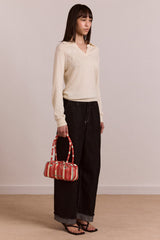 Damson Madder renne bowler bag - cherry deck chair stripe