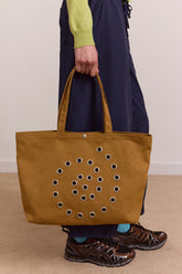 Damson Madder raine swirly eyelet tote bag - toffee