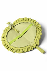 Damson Madder ruffle half moon makeup bag - celery