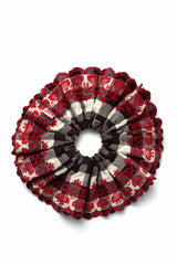 Damson Madder embroidered girls scrunchie - butter gingham