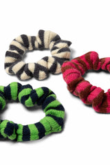 Damson Madder stripe knitted scrunchies - 3 pack