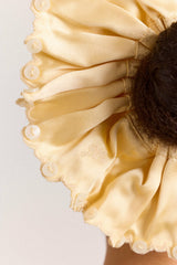 Damson Madder button detail scrunchie - yellow satin
