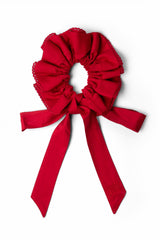 Damson Madder garter bun wrap - red cotton satin
