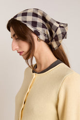 Damson Madder sheer triangle headscarf - butter gingham