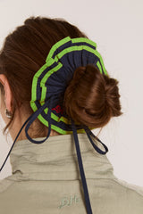 Damson Madder piping tie scrunchie - navy/lime