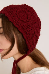 Damson Madder crochet bonnet - burgundy