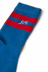Damson Madder sporty calf length socks - blue & red