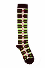 Damson Madder knee high socks - burgundy argyle stripe