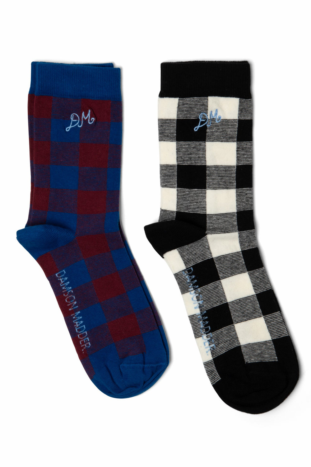 Damson Madder gingham calf length 2 pack socks - multi