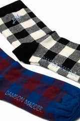 Damson Madder gingham calf length 2 pack socks - multi