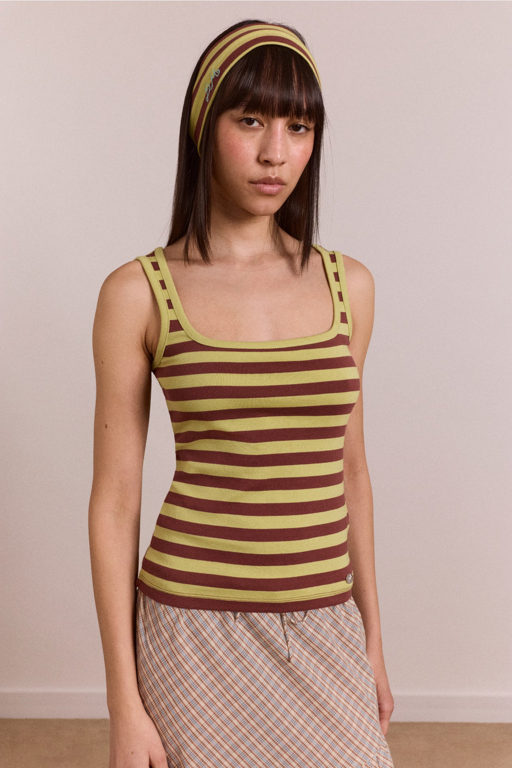 Damson Madder avielle tank - green stripe