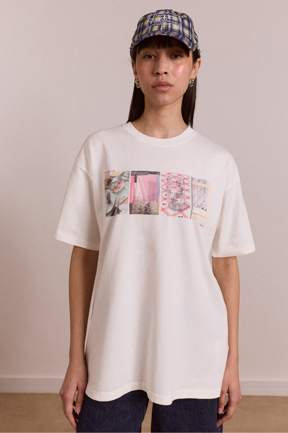 Damson Madder slow life crossword graphic tee - ecru