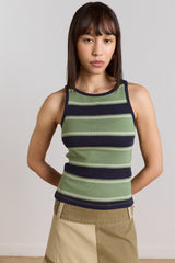 Damson Madder manon layered 2 in 1 top - green stripe