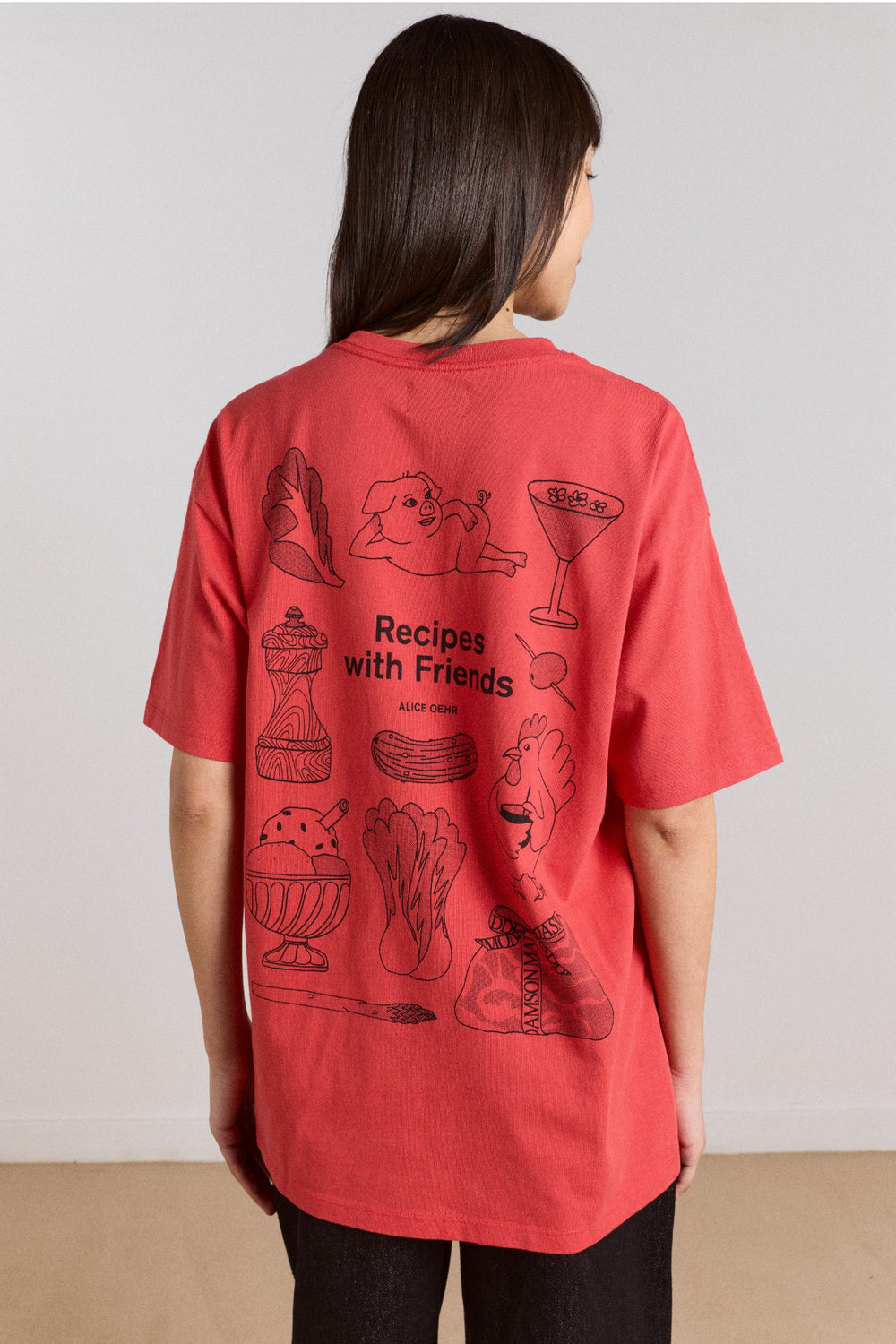 Damson Madder recipe with friends graphic tee - red