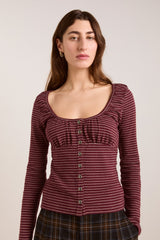 Damson Madder darma ls top - burg stripe
